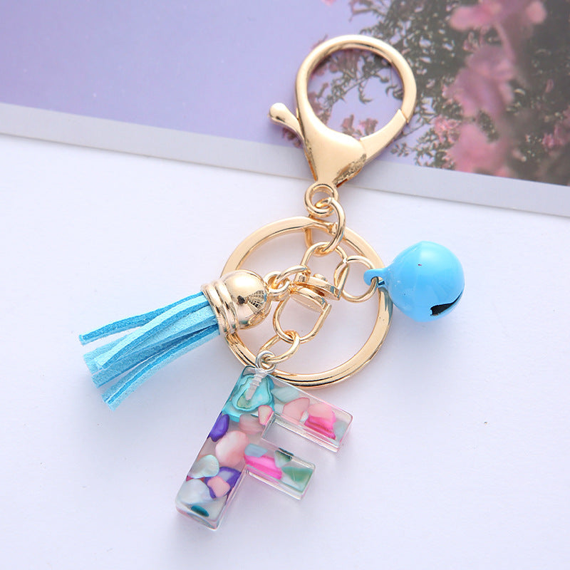 Wholesale English Alphabet Tassel Pendant Resin Drop Glue Keychains